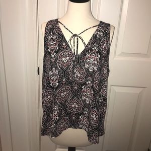 Lush black floral tank top